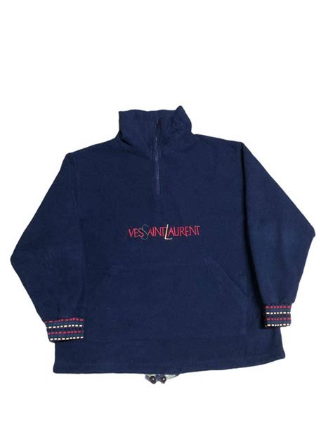 ysl spellout fleece|Vintage YSL Spellout Yves Saint Lauren 1/4 zip fleece jacket XL .